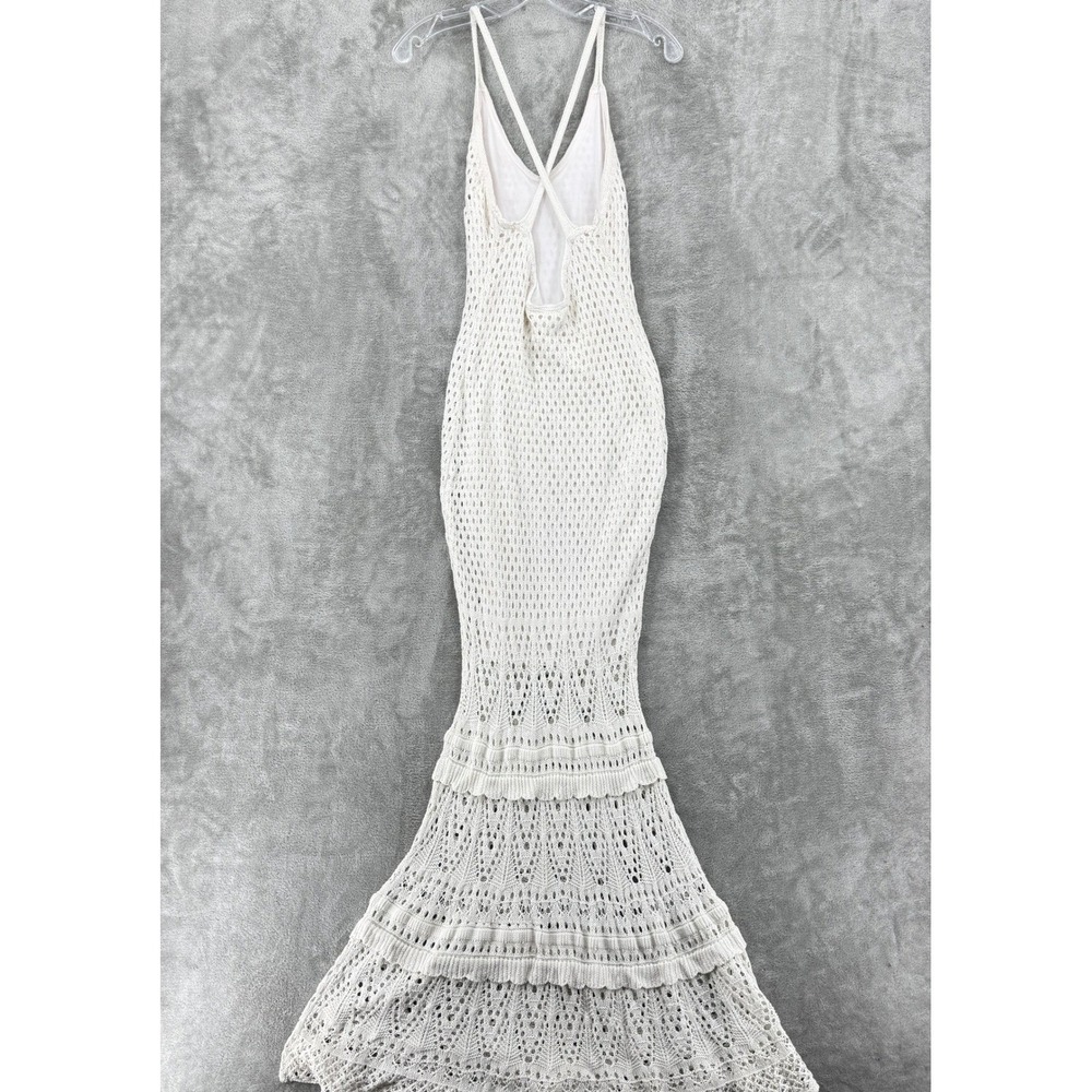 Venus Dress Womens Medium Crochet Maxi Mermaid Boho Low Back Bodycon Boho Resort - Picture 2 of 11